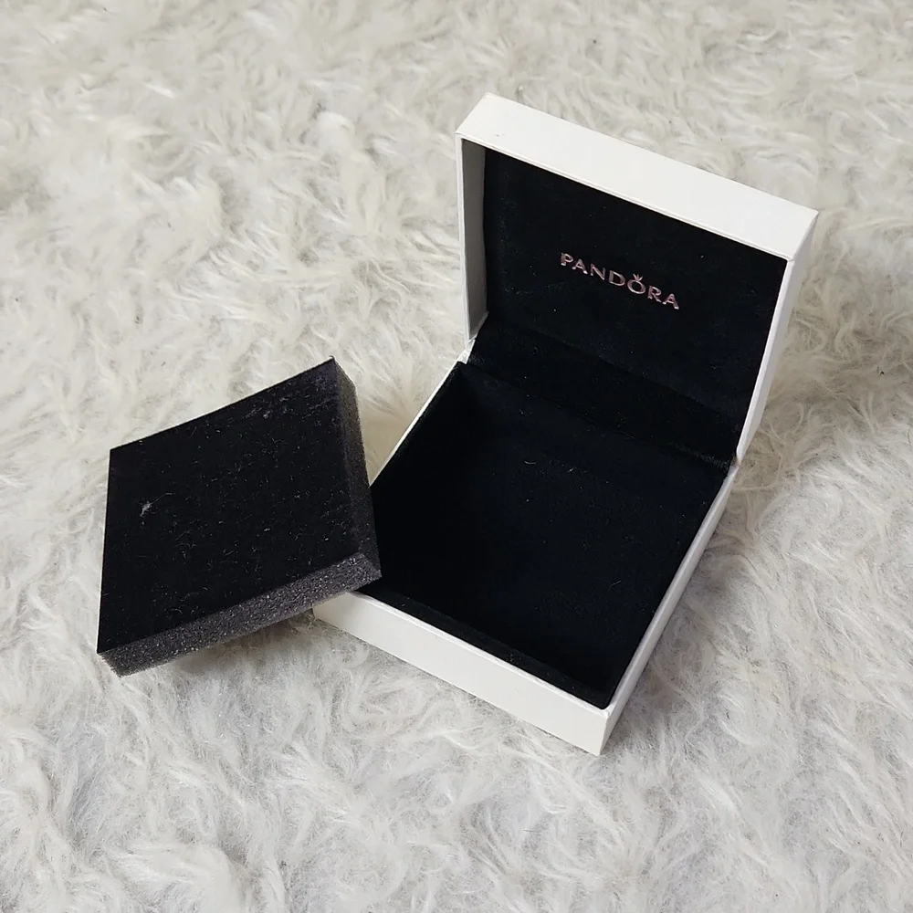 Pandora velvet lined gift box bracelet charms white black